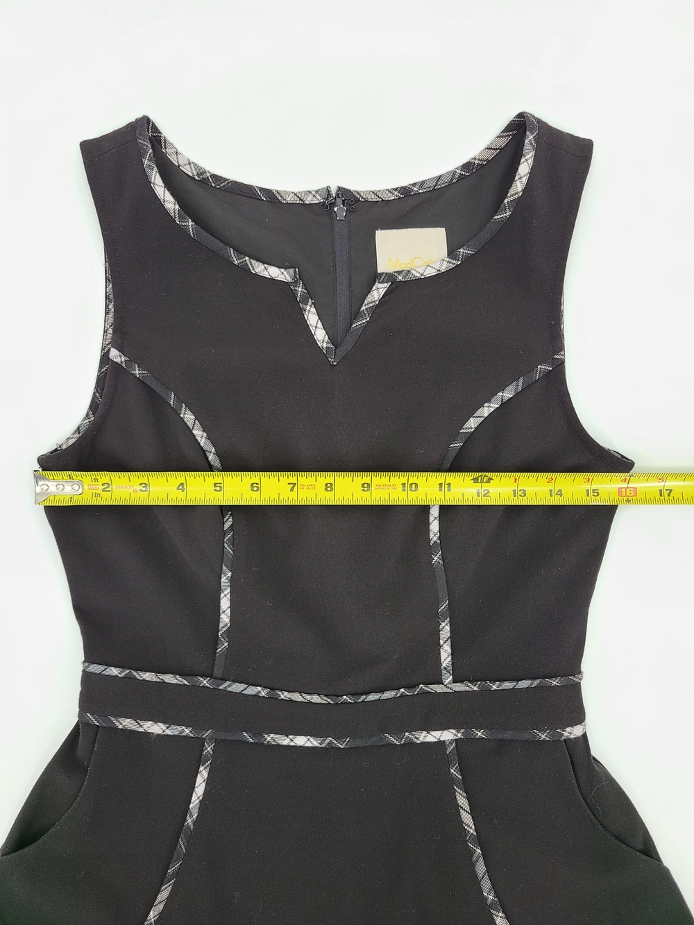 Modcloth Black Sleeveless A Line Dress With Plaid Trim Size Small - Picture 9 of 12